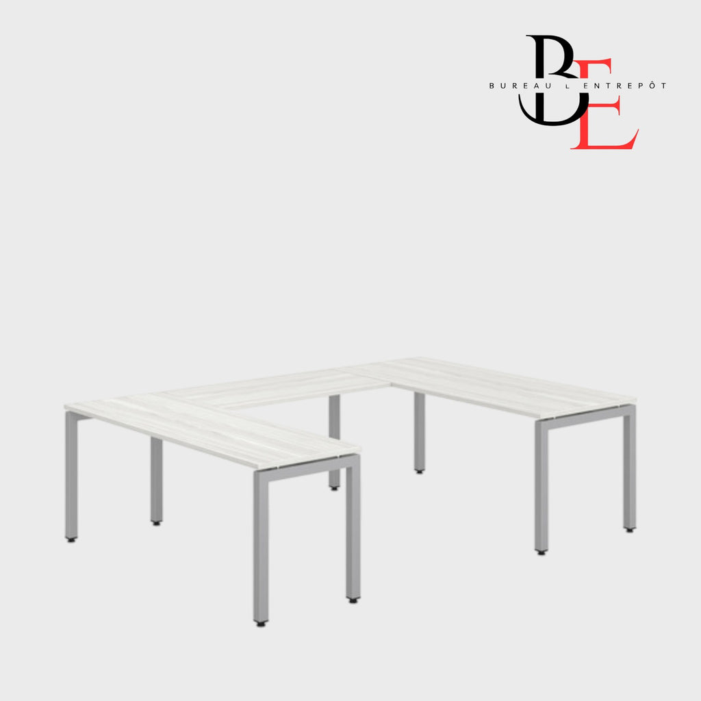 Bureau en U (Pieds Métalliques) – Espace Ouvert | Bureau L'Entrepôt