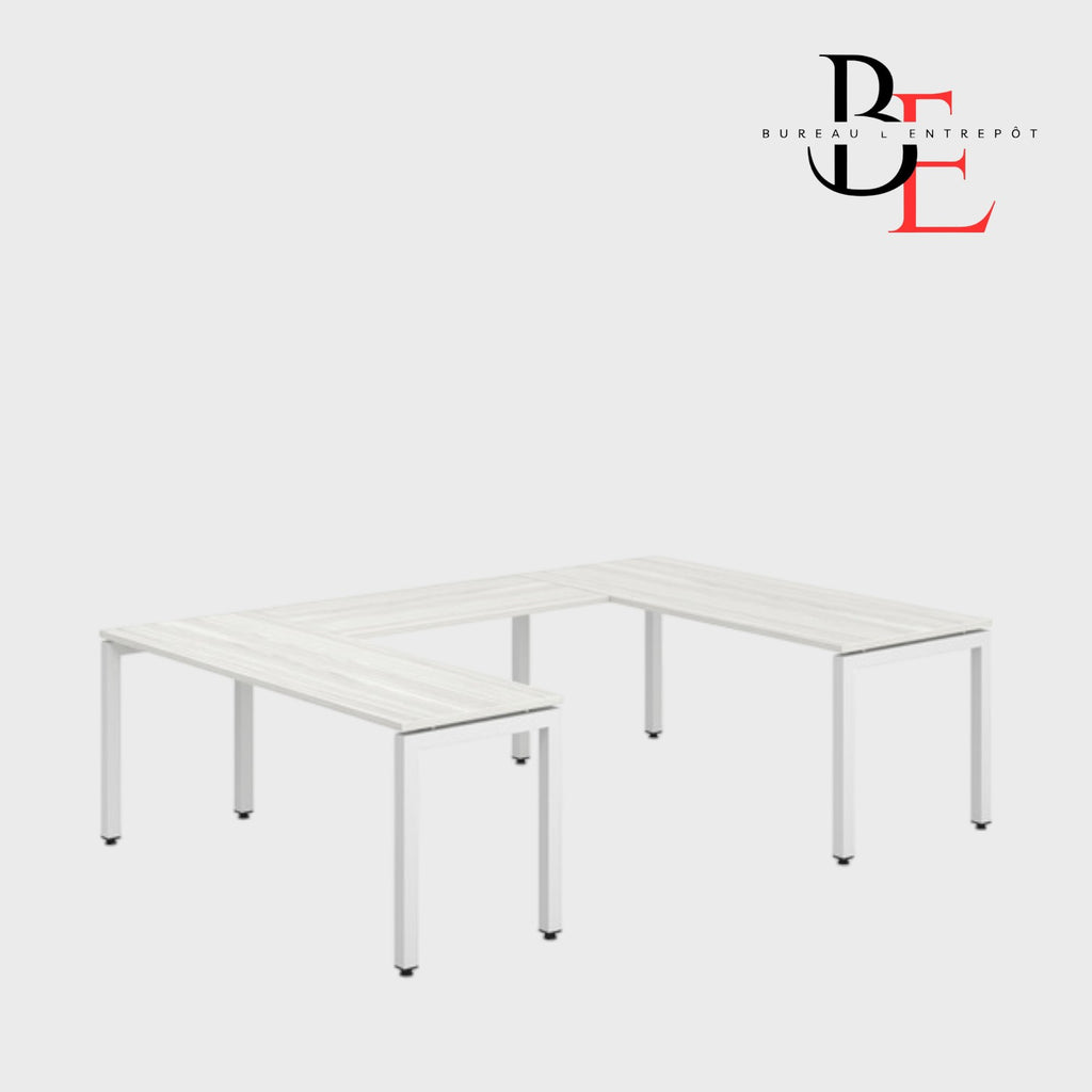 Bureau en U (Pieds Métalliques) – Espace Ouvert | Bureau L'Entrepôt