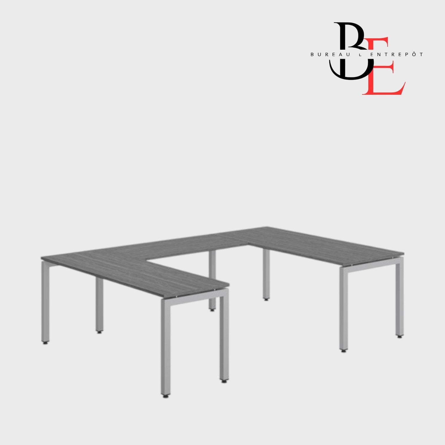 Bureau en U (Pieds Métalliques) – Espace Ouvert | Bureau L'Entrepôt