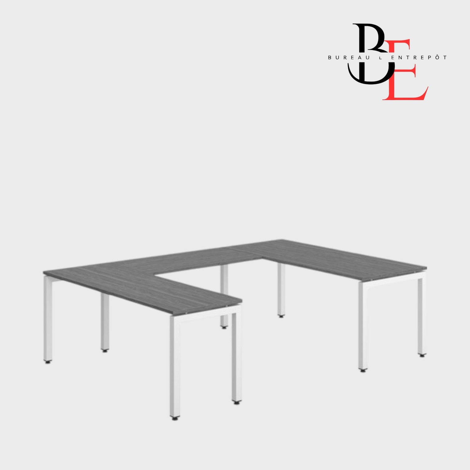 Bureau en U (Pieds Métalliques) – Espace Ouvert | Bureau L'Entrepôt