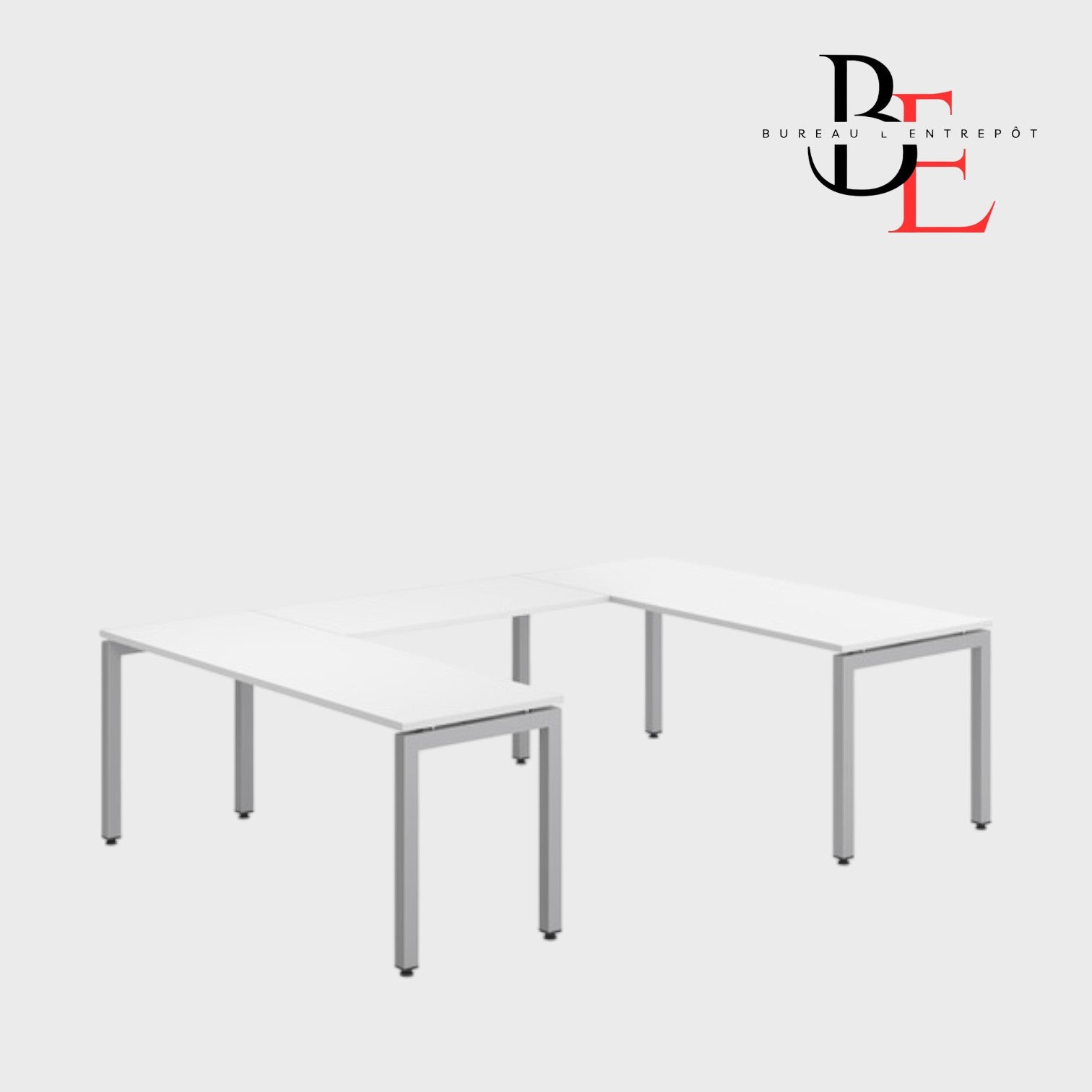 Bureau en U (Pieds Métalliques) – Espace Ouvert | Bureau L'Entrepôt