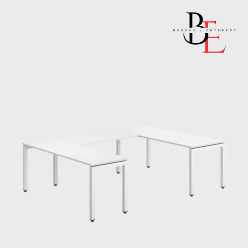 Bureau en U (Pieds Métalliques) – Espace Ouvert | Bureau L'Entrepôt