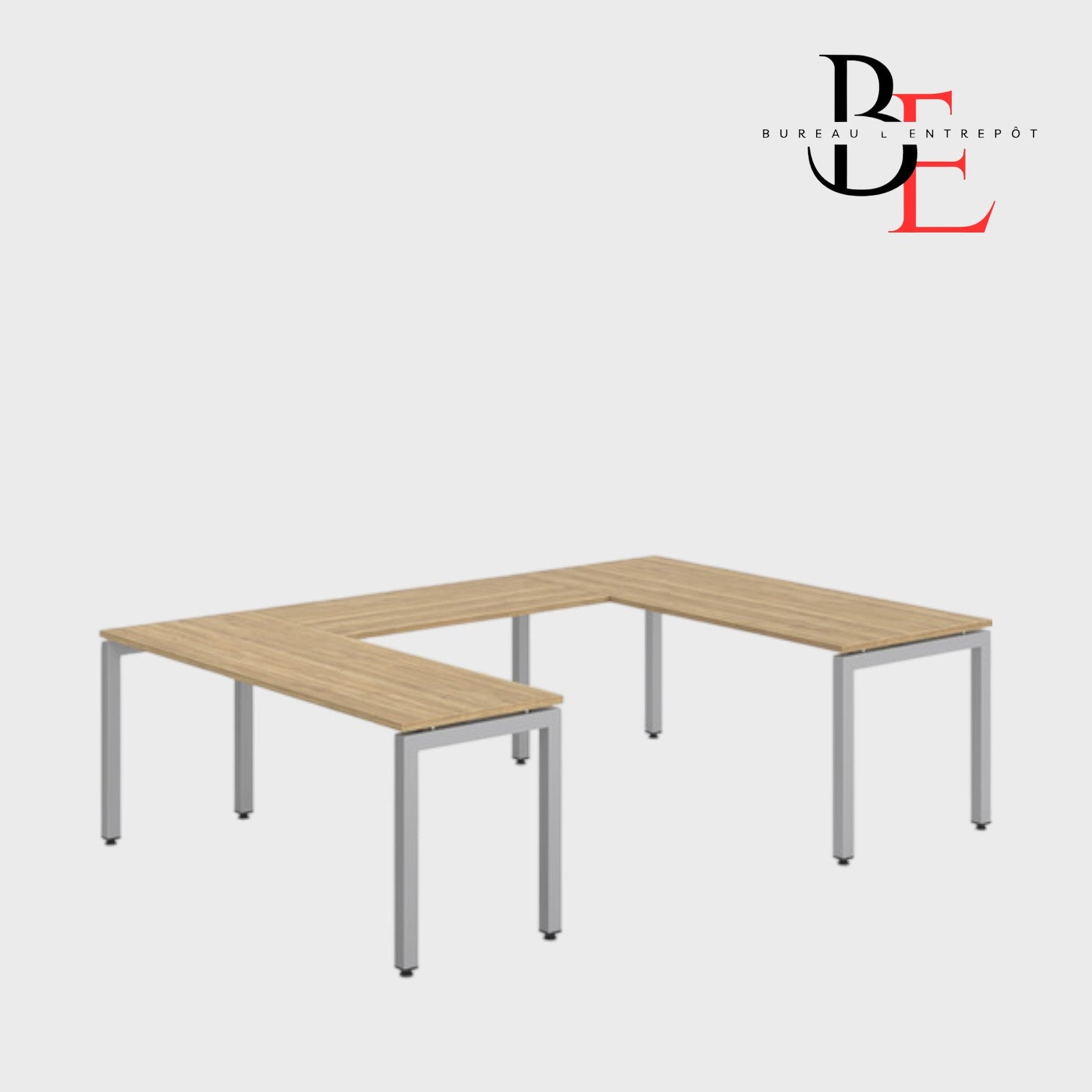 Bureau en U (Pieds Métalliques) – Espace Ouvert | Bureau L'Entrepôt