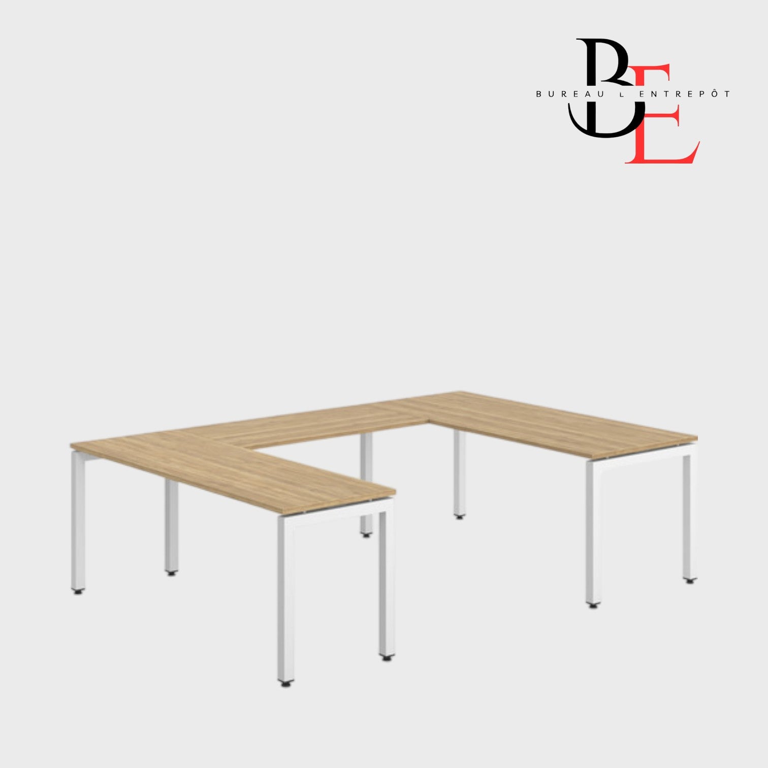 Bureau en U (Pieds Métalliques) – Espace Ouvert | Bureau L'Entrepôt