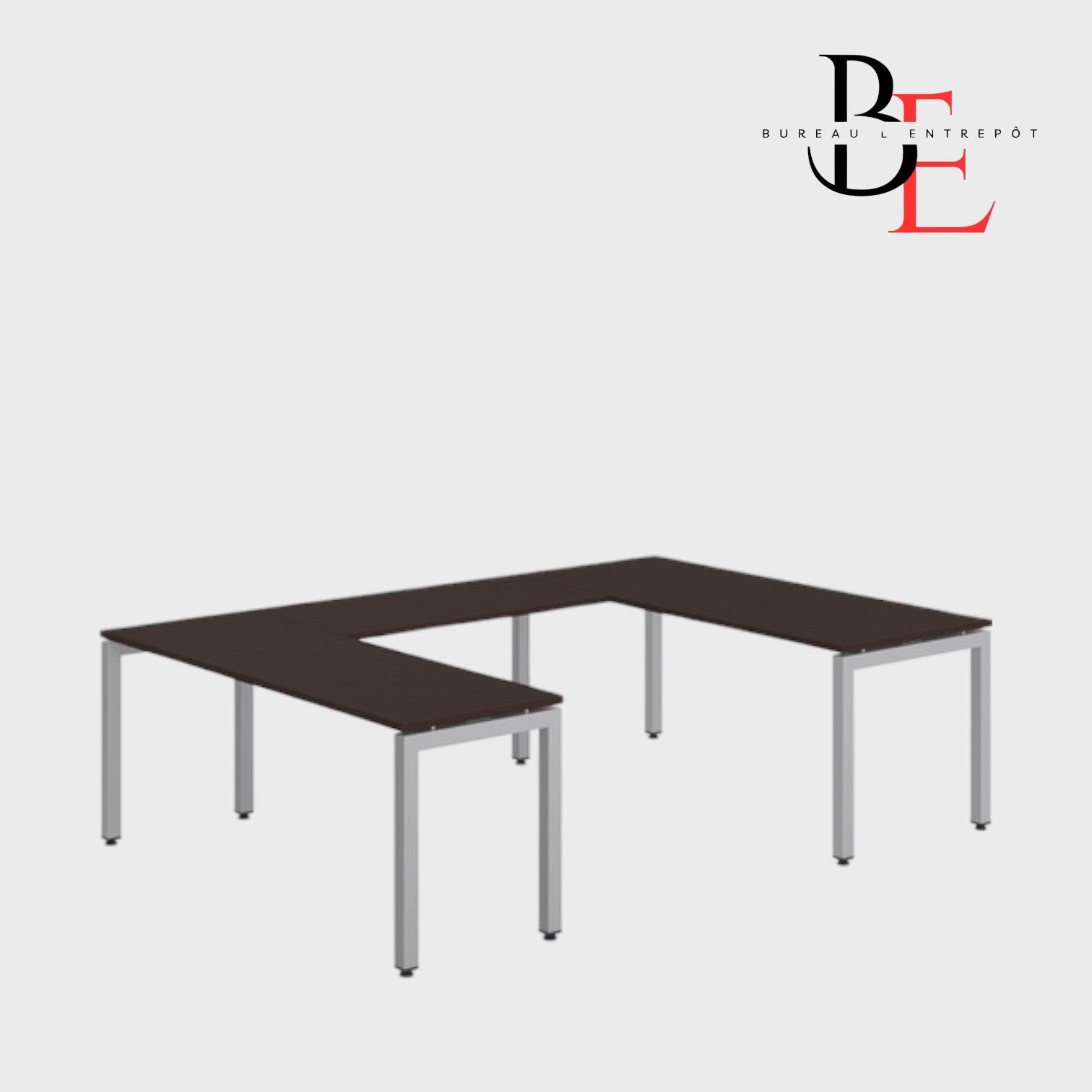 Bureau en U (Pieds Métalliques) – Espace Ouvert | Bureau L'Entrepôt