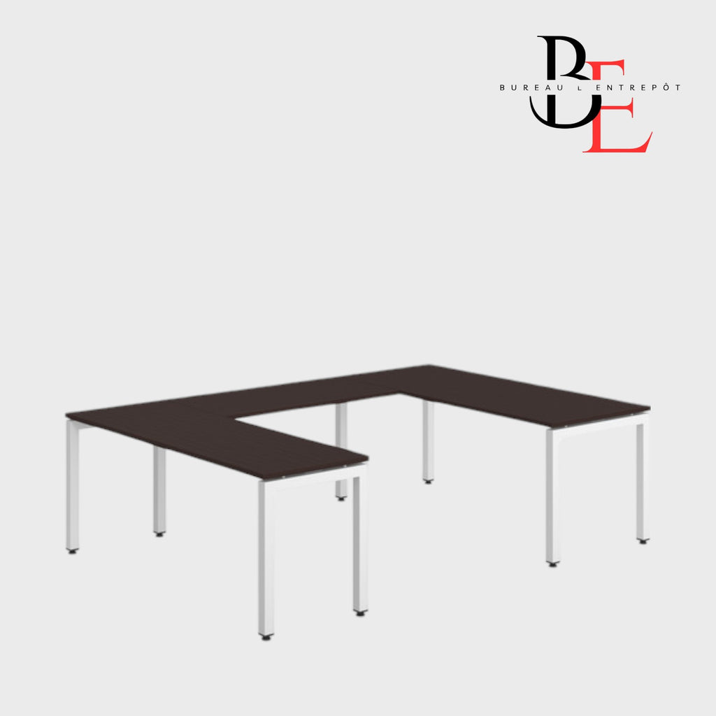 Bureau en U (Pieds Métalliques) – Espace Ouvert | Bureau L'Entrepôt
