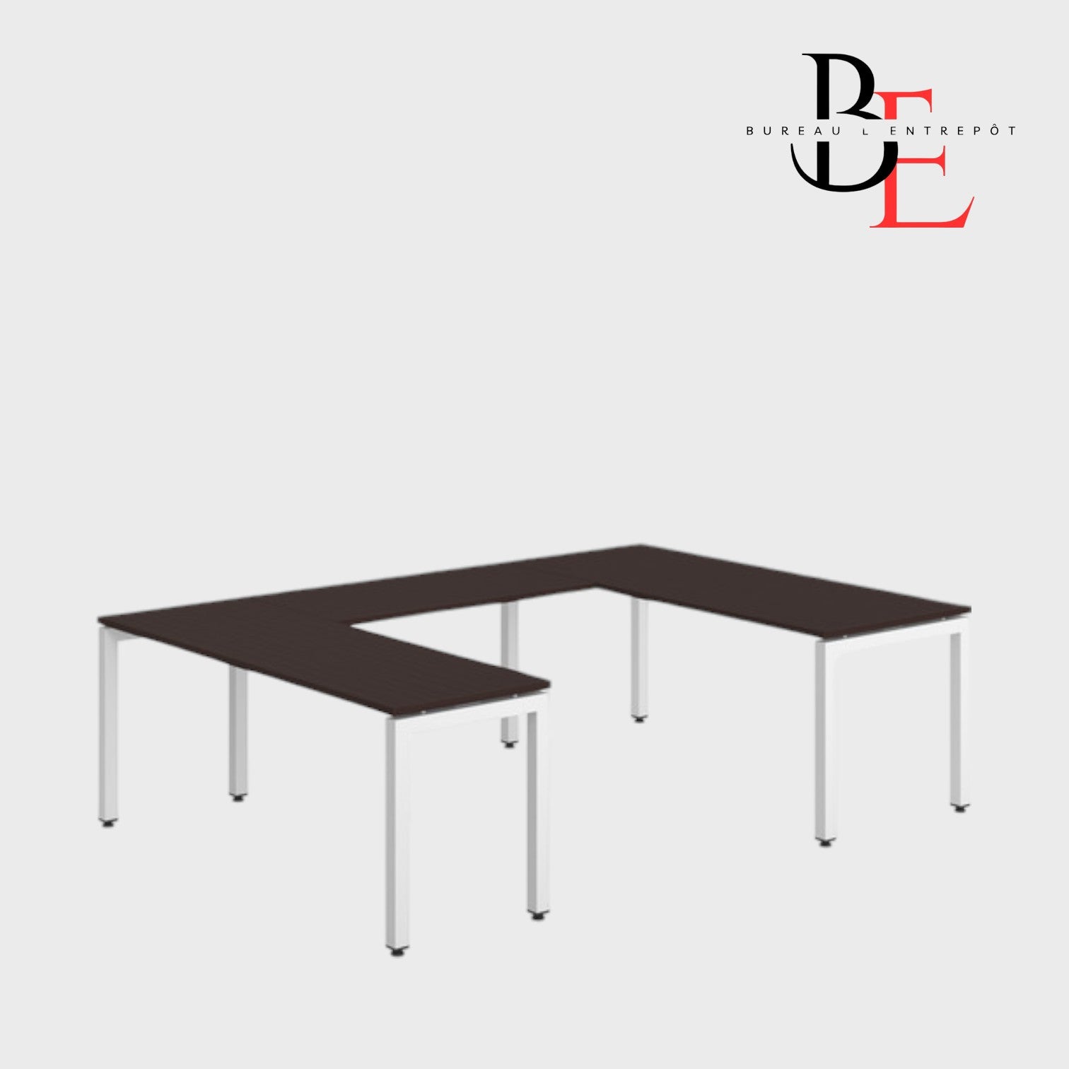 Bureau en U (Pieds Métalliques) – Espace Ouvert | Bureau L'Entrepôt