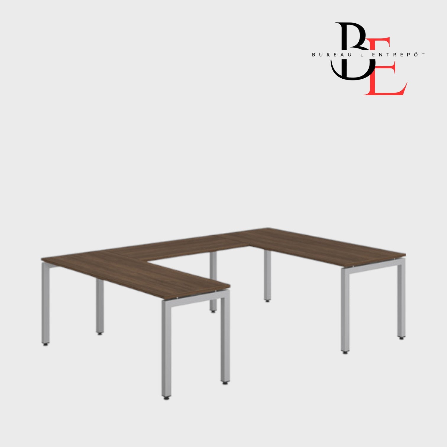 Bureau en U (Pieds Métalliques) – Espace Ouvert | Bureau L'Entrepôt