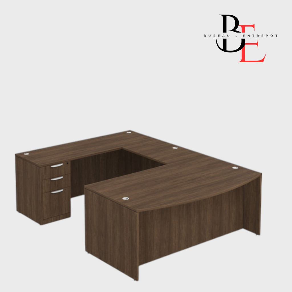 Bureau en U avec Façade Courbe et Caisson | Bureau L'entrepôt 