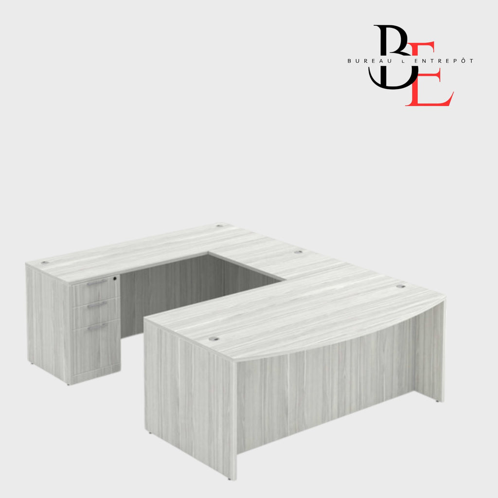 Bureau en U avec Façade Courbe et Caisson | Bureau L'entrepôt 
