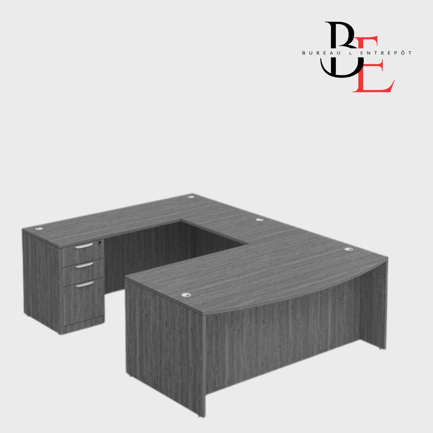 Bureau en U avec Façade Courbe et Caisson | Bureau L'entrepôt 