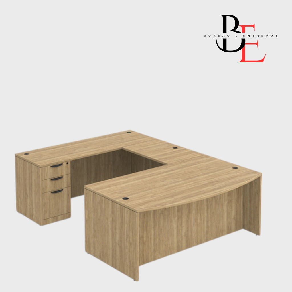 Bureau en U avec Façade Courbe et Caisson | Bureau L'entrepôt 