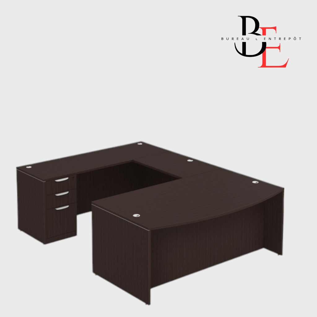 Bureau en U avec Façade Courbe et Caisson | Bureau L'entrepôt 