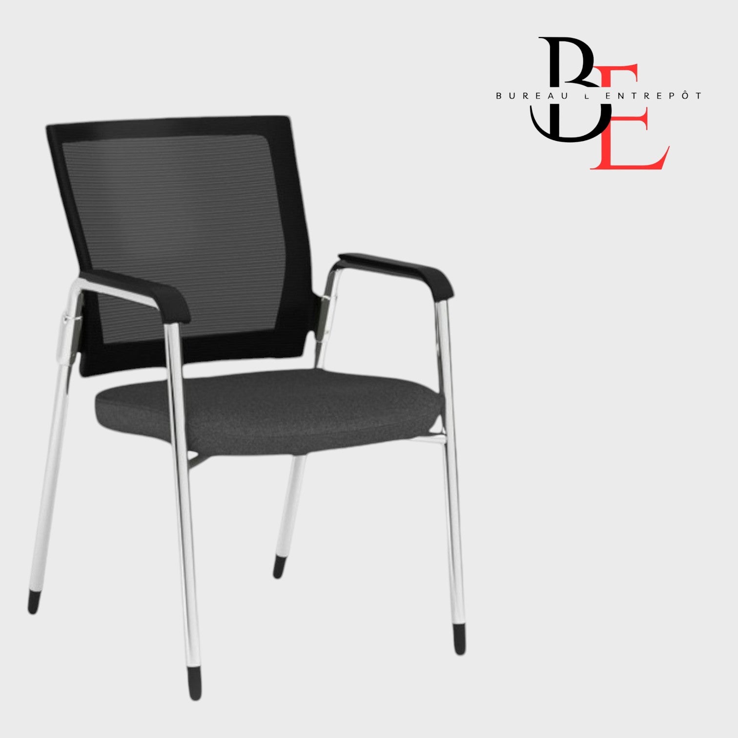Chaise Visiteur – Dossier Maille Respirante Noir | Bureau L'Entrepôt