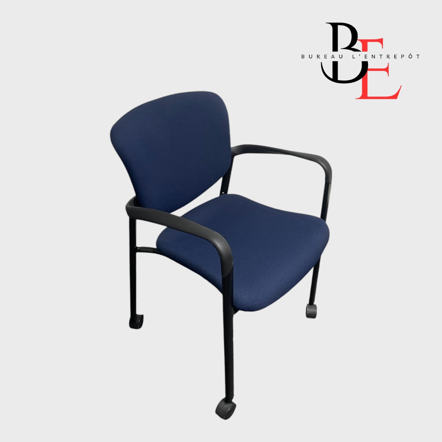 Chaise Visiteur Haworth Improv | Ergonomique | Roulettes | Tissu Bleu Durable | Bureau L'Entrepôt