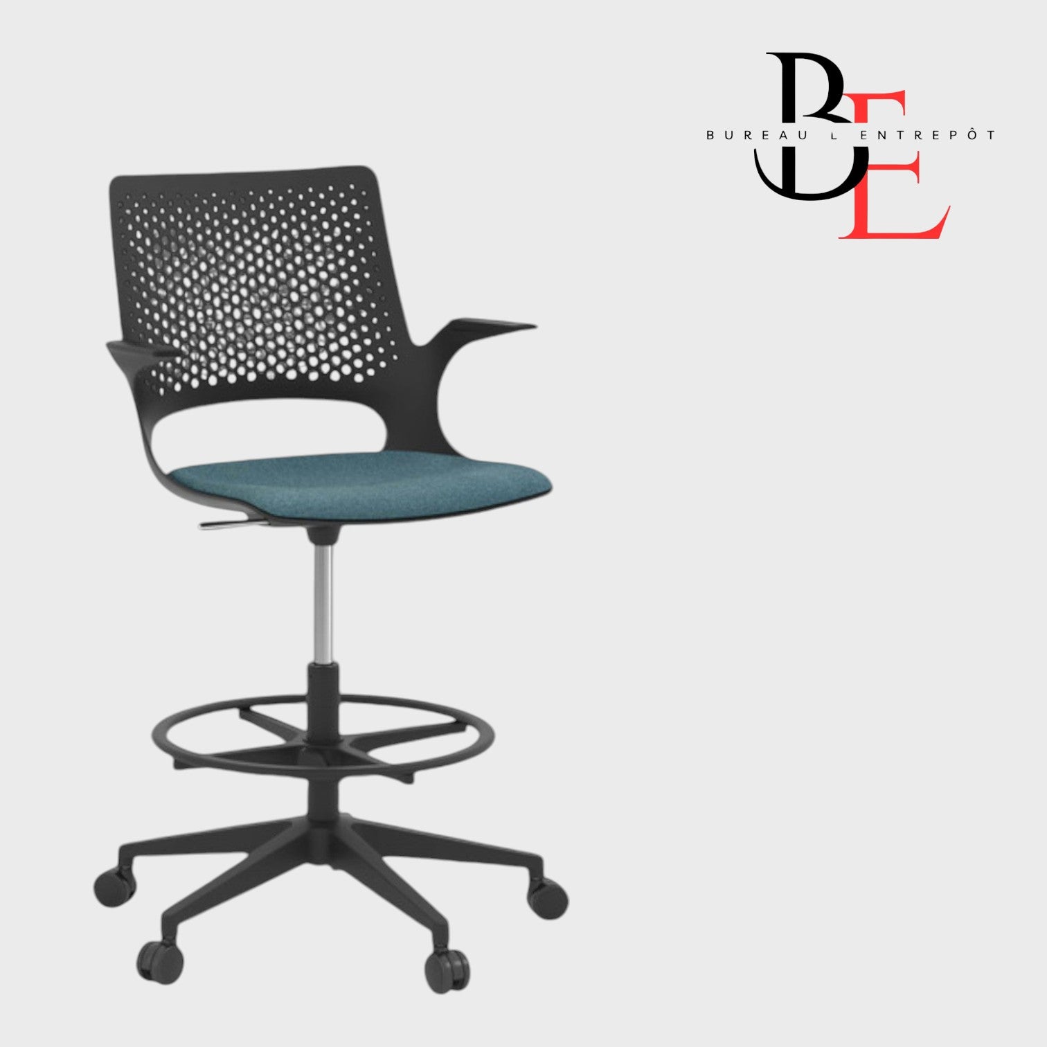 Chaise de Dessin Technique – Base Designer Noire, Roulettes et Patins |  Bureau L'Entrepôt