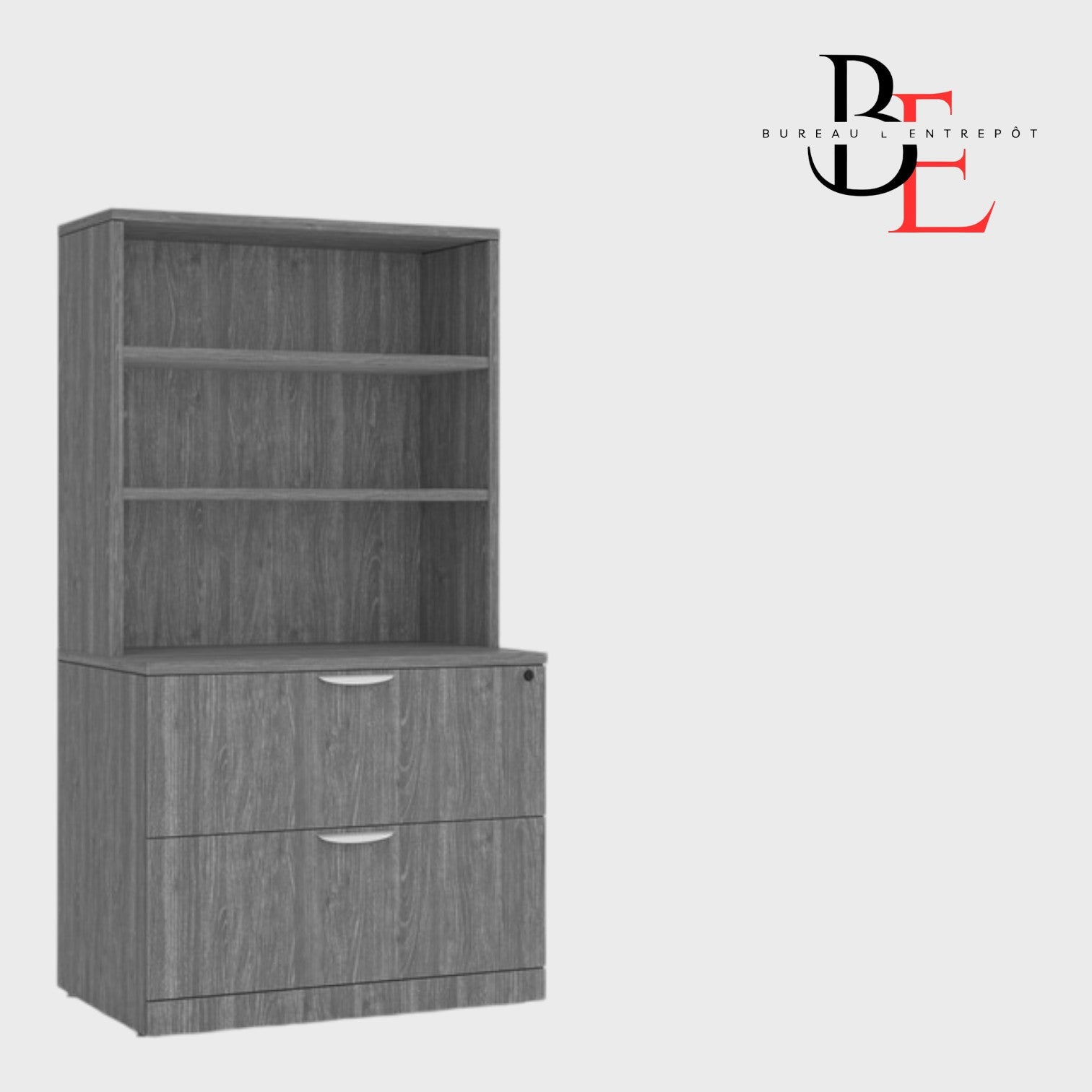 Classeur Latéral 2 Tiroirs avec Huche | Bureau L'Entrepôt