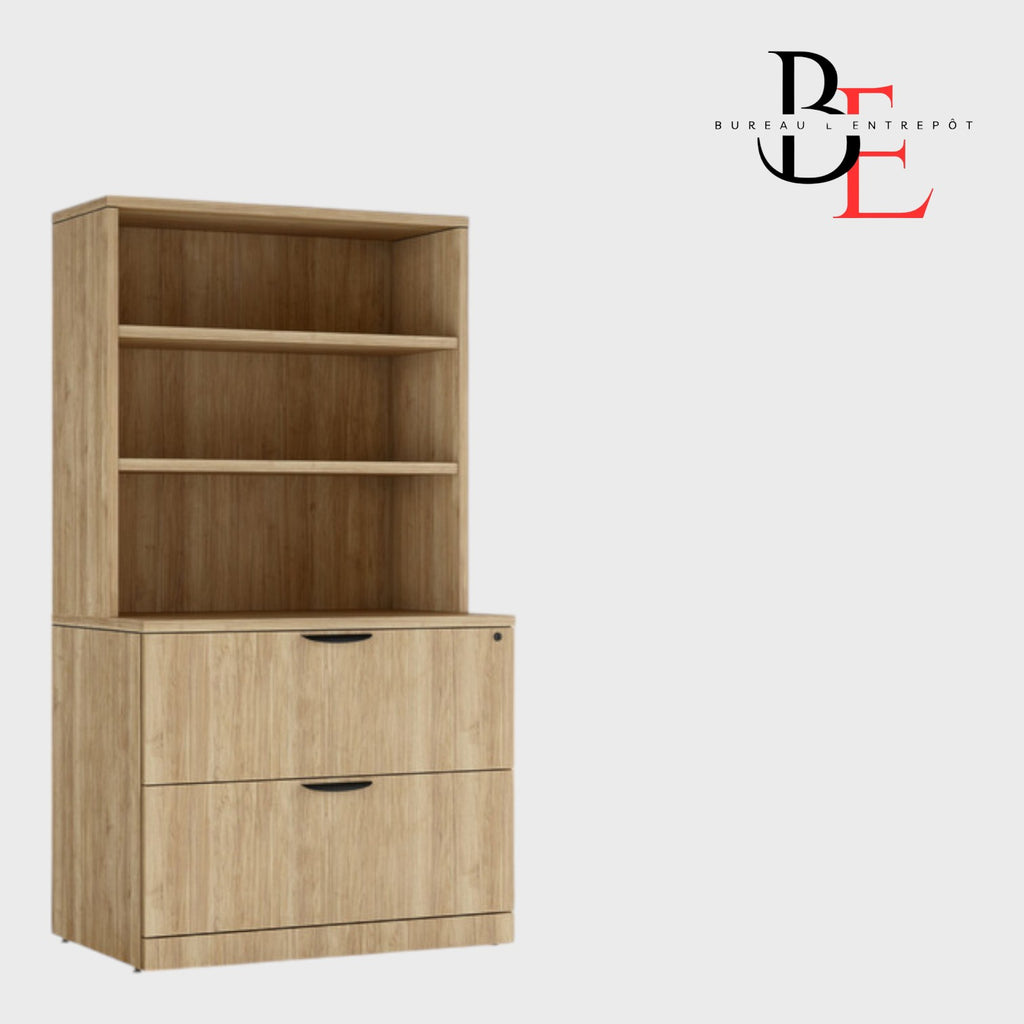 Classeur Latéral 2 Tiroirs avec Huche | Bureau L'Entrepôt