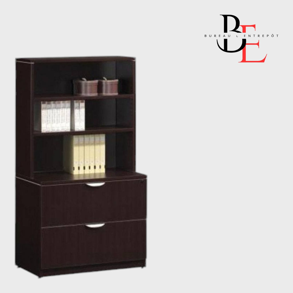 Classeur Latéral 2 Tiroirs avec Huche | Bureau L'Entrepôt