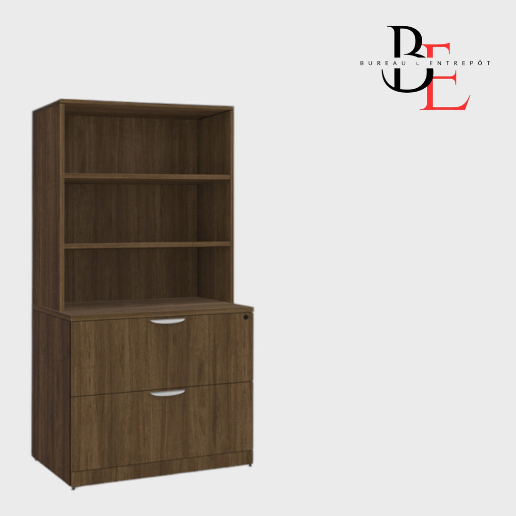 Classeur Latéral 2 Tiroirs avec Huche | Bureau L'Entrepôt