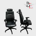 Fauteuil Ergocentrique en Cuir Noir | Bureau L'Entrepôt