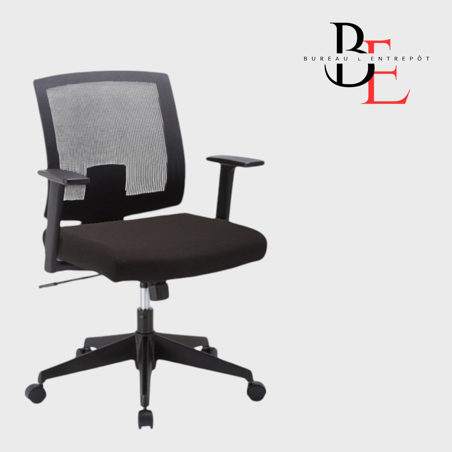 Fauteuil de Bureau Ergonomique – Maille Noire Respirante, Bascule Verrouillable, Tension Réglable | Bureau L'Entrepôt