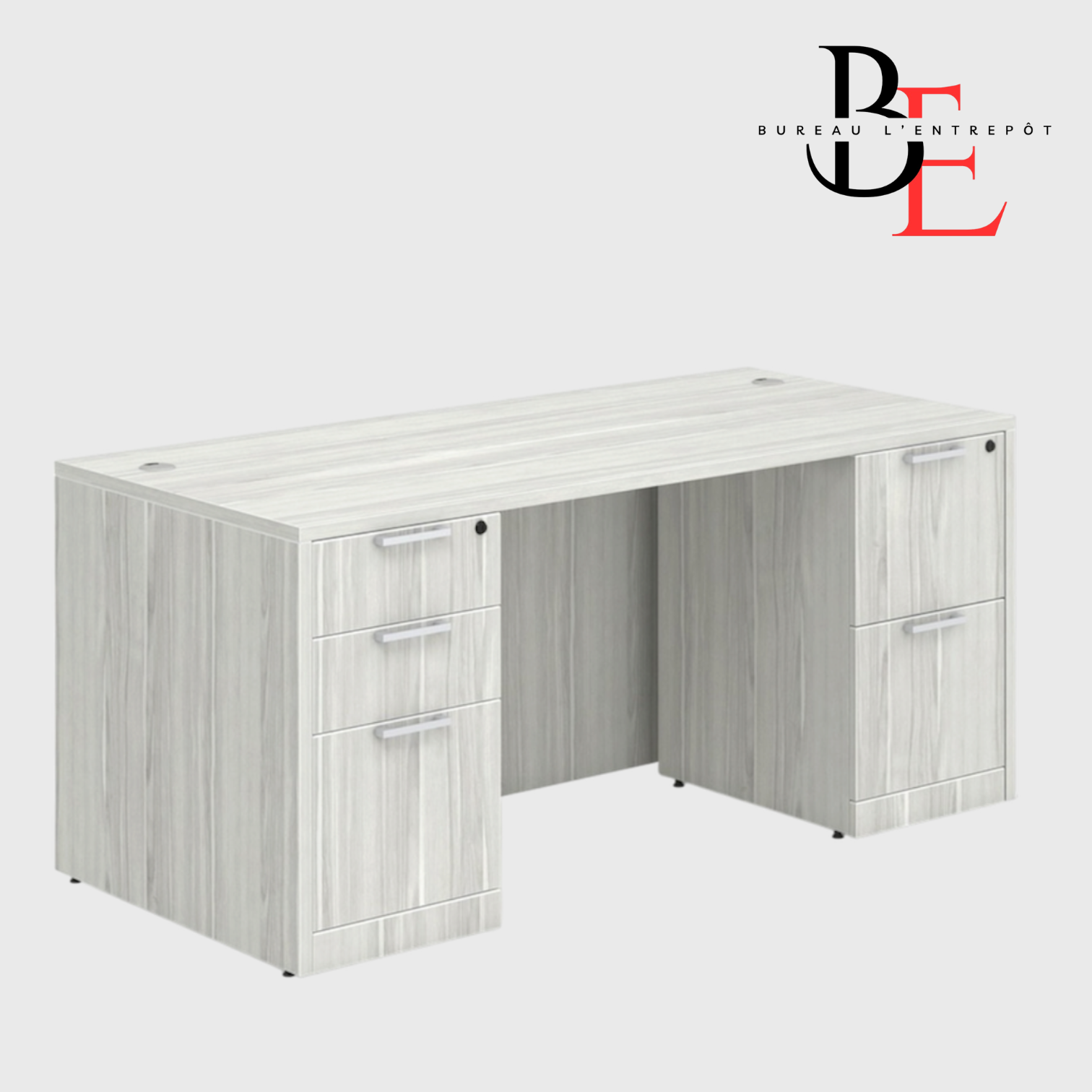 Bureau avec Rangement Combiné : Caissons 2 et 3 Tiroirs - BLCLASD1026