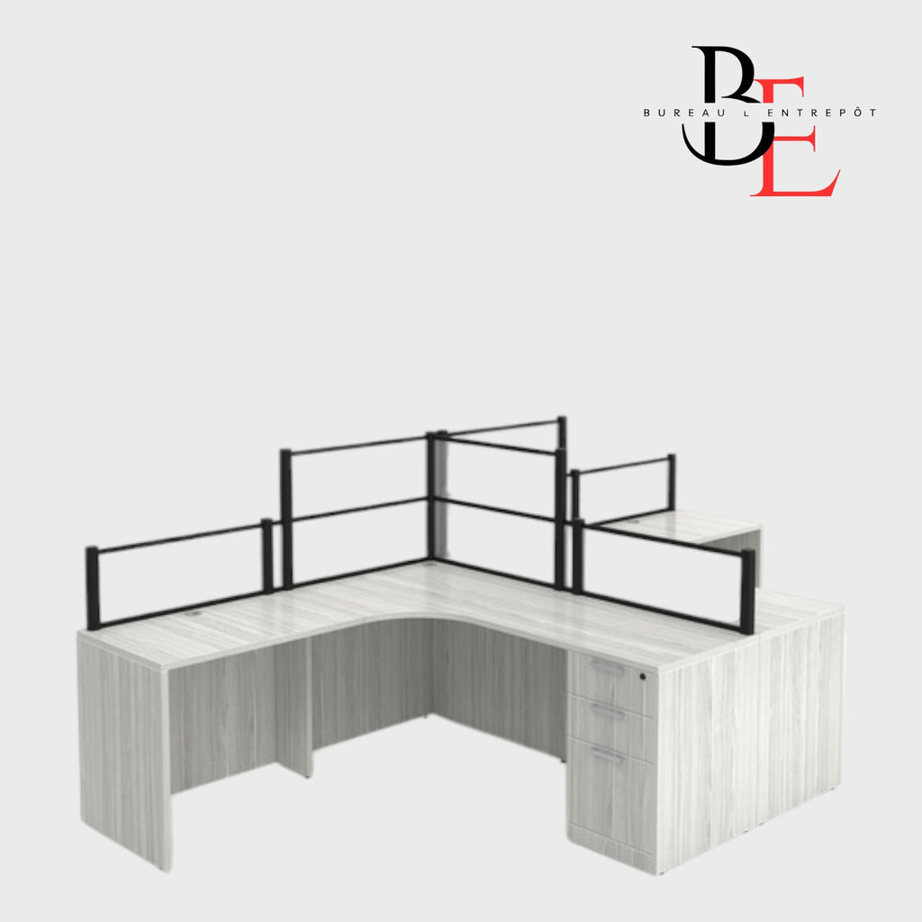 Poste de Travail Double en L avec Séparateurs | Bureau L'Entrepôt