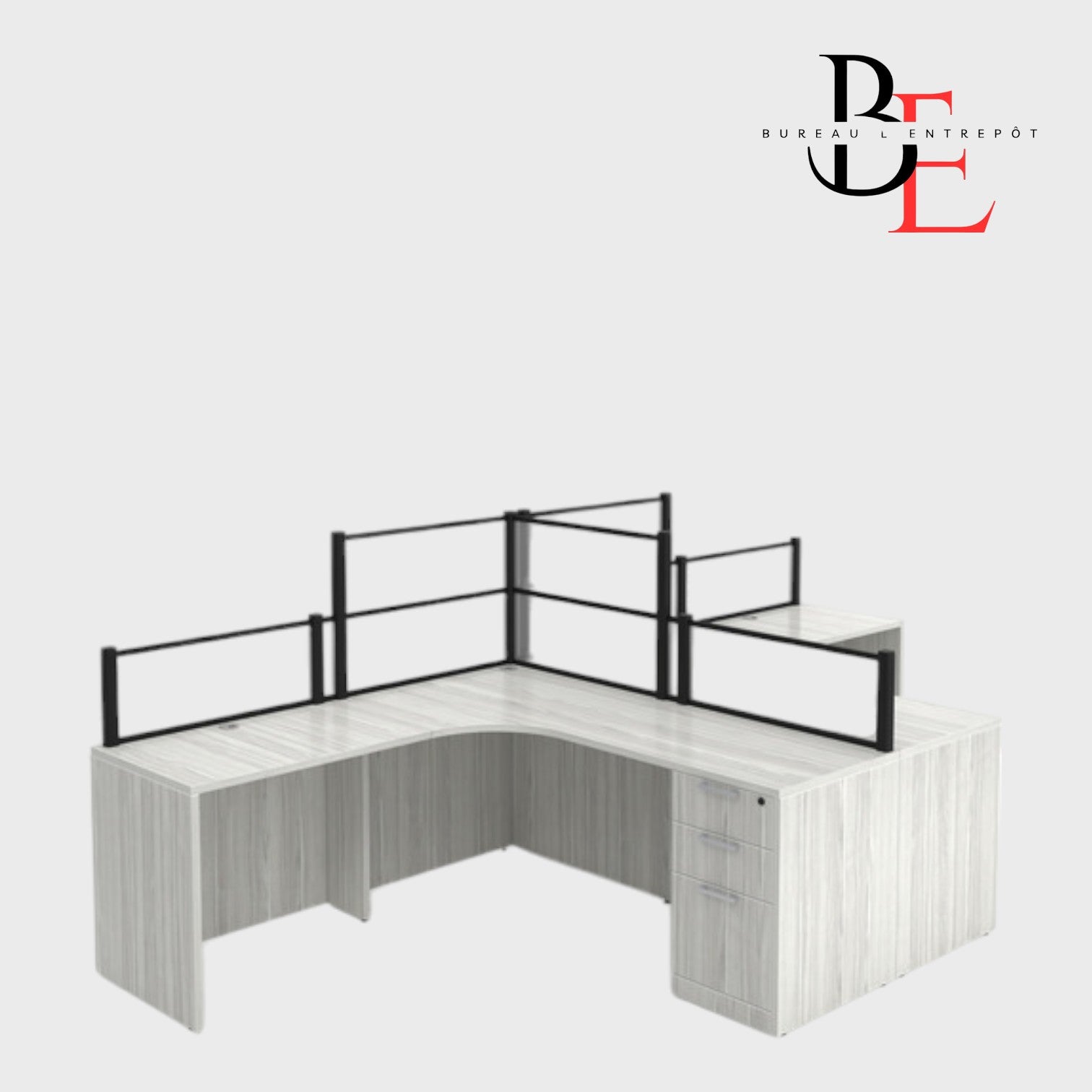 Poste de Travail Double en L avec Séparateurs | Bureau L'Entrepôt