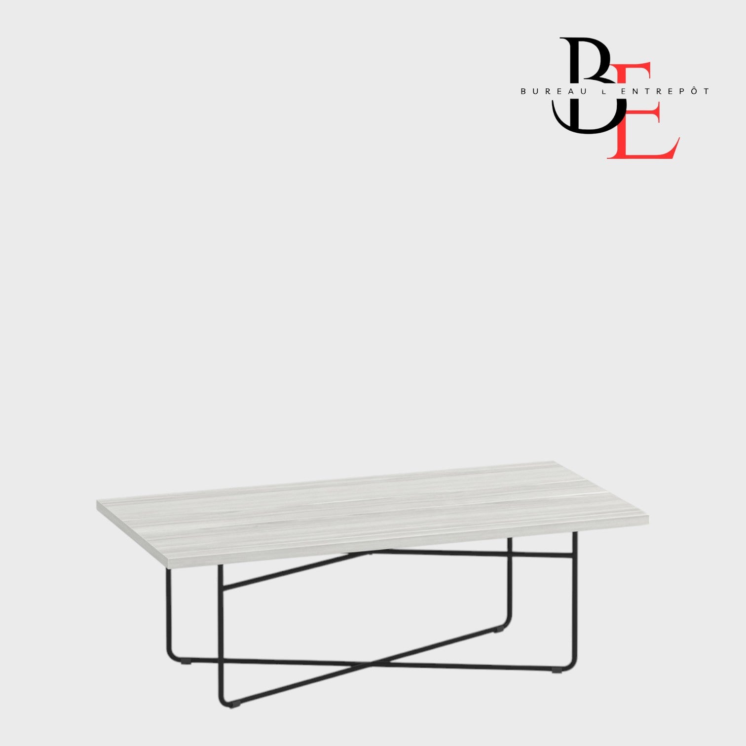Table Basse Rectangulaire – Base Métal Noir | Bureau L'Entrepôt