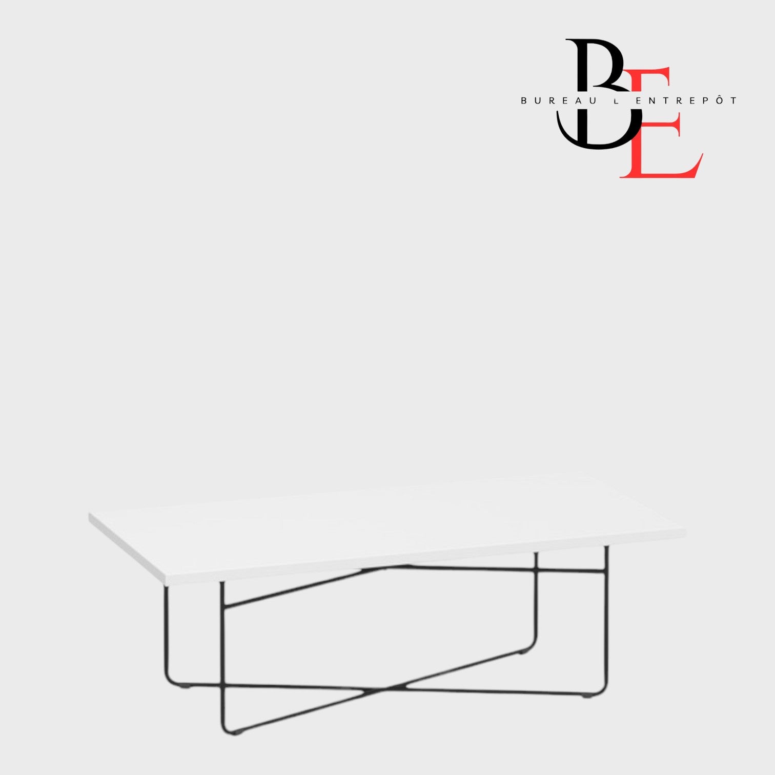 Table Basse Rectangulaire – Base Métal Noir | Bureau L'Entrepôt