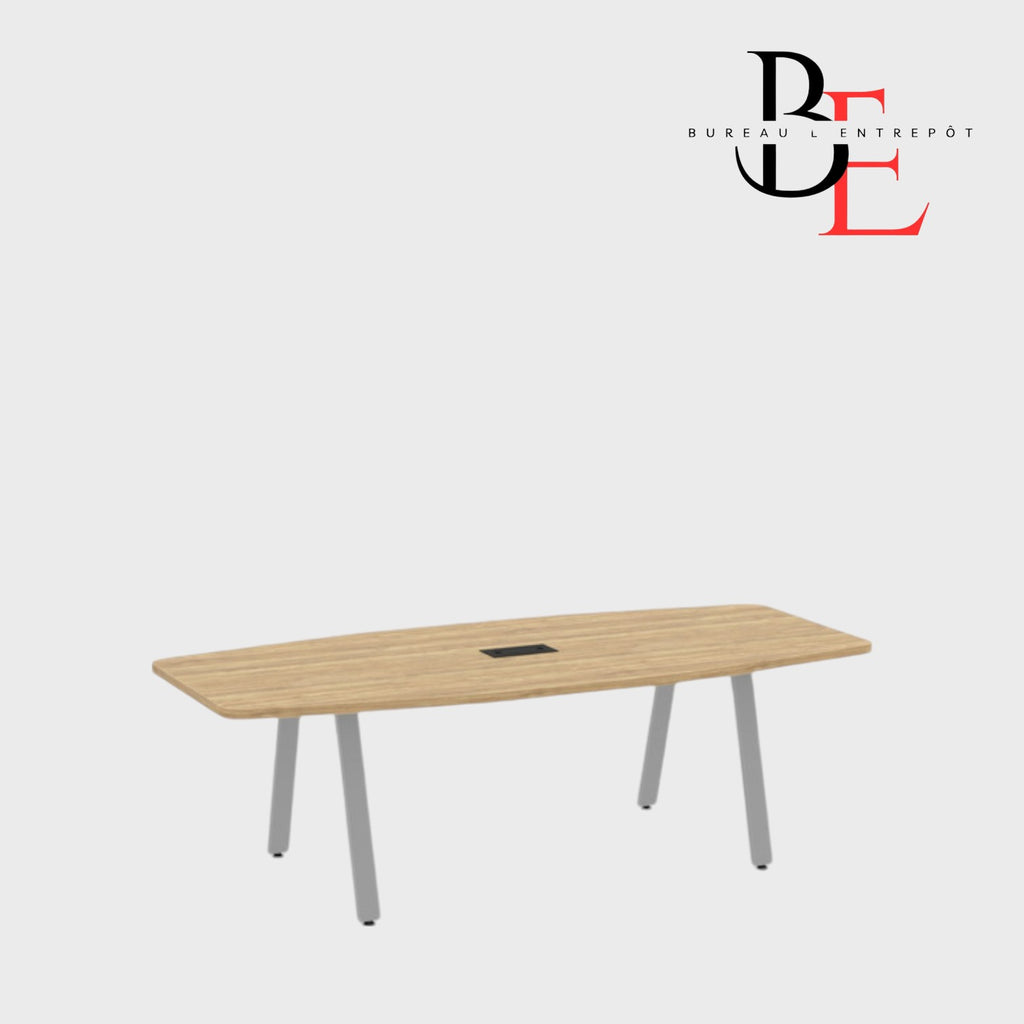 Table de Conférence Forme Bateau – Pieds Métal | Bureau L'Entrepôt