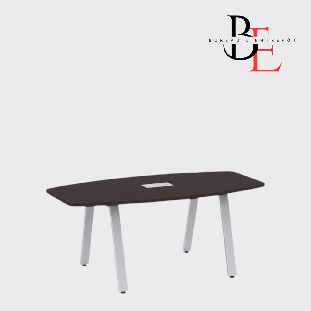Table de Conférence Forme Bateau – Pieds Métal | Bureau L'Entrepôt